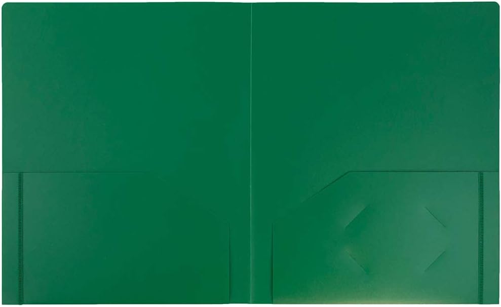 JAM PAPER – Carpetas escolares de plástico resistente con 2 bolsillos, color verde, paquete de 6