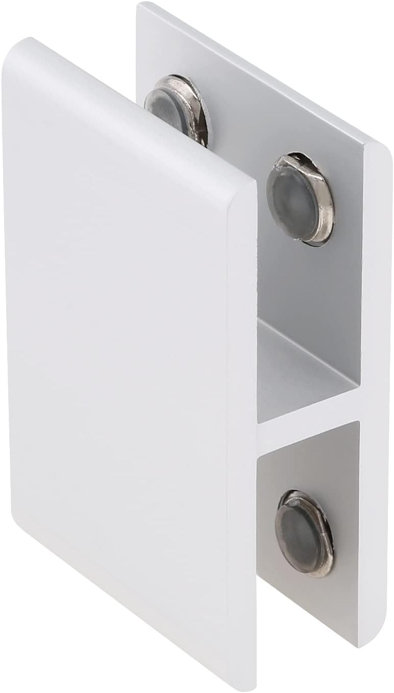 Abrazadera de vidrio, paquete de 2 soportes de estante de vidrio de aleación de aluminio de 180 grados, soporte de vidrio de doble cara para vidrio