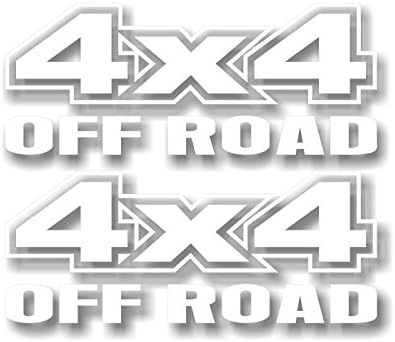 2-4×4 Offroad ‘White’ Vinilo 13″ Calcomanías de caja de camión (blanco)