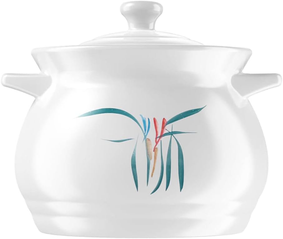 Hemoton Horno de estufa Olla de cerámica para estofado Olla de sopa, cazuela, olla de horno, olla de barro, olla de barro, utensilios de cocina de