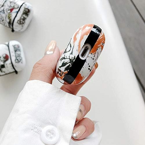 BONICI Funda protectora para AirPods Pro, creativo anime héroe temático chino paisaje pintura estilo blanco negro suave silicona TPU cubierta de