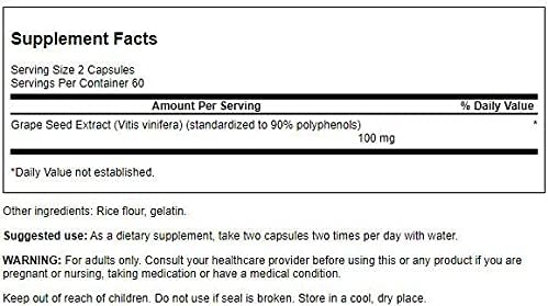 Swanson Extracto de semilla de uva (estandarizado) 50 miligramos 120 cápsulas (paquete de 2)