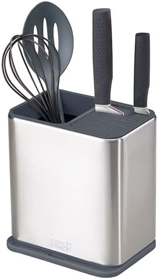 Joseph Joseph Herramienta de cocina y soporte para cuchillos de superficie con soporte para cucharas, acero inoxidable