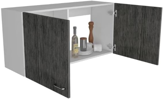 TUHOME Napoles – Armario de pared, madera de roble blanco y ahumado