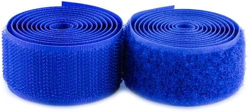 Cinta de gancho y bucle de 1 pulgada de ancho, color azul real, no adhesiva, 1 yarda de longitud, cinta de nailon azul, juego de sujetadores de tela