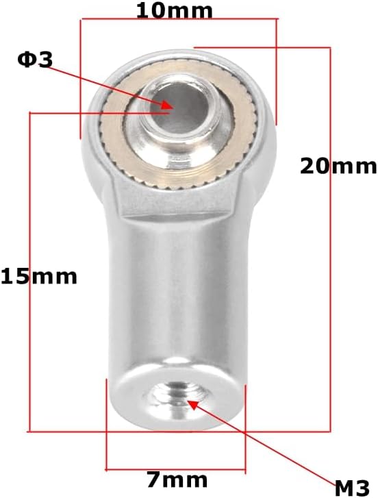 Repuesto de 10 piezas de aluminio M3 de acoplamiento de extremos de rótula de articulación RC piezas compatibles con Tamiya HSP Traxxas Axial SCX10
