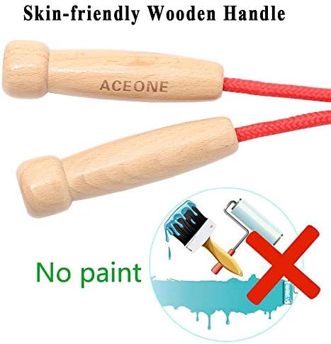 Cuerda de saltar de 16 pies de largo para niños, cuerda de saltar holandesa doble ajustable con mango de madera, cuerda de salto de equipo