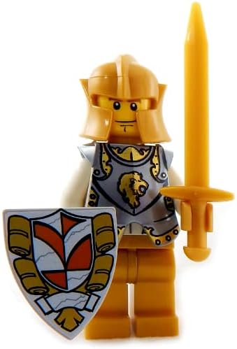 Lego Gold Knight Minifigure – Minifigura medieval del Castillo del Rey León Armadura de Espada Dorada