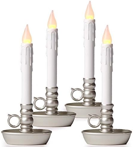 Conjunto de 4 baterías, luces de vela que funcionan con la luz de la ventana ledes inalámbrica, con auto temporizador.