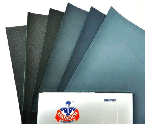 Hojas de lijado Matador de 9 x 11 pulgadas, papel de lija impermeable húmedoseco, grano SC, 1500, 2000, 2500, 3000, 5000, 7000, 6, surtido de