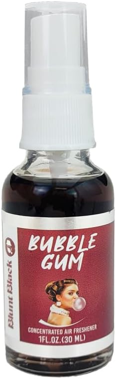 Blunt Black Ambientador concentrado en aerosol de 1 oz. Botella de vidrio – Elige tu aroma (goma de mascar)
