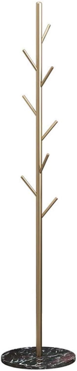 Perchero de latón antiguo, 8 ganchos, soporte de base de mármol para abrigos, sombreros, bufandas, ropa, B