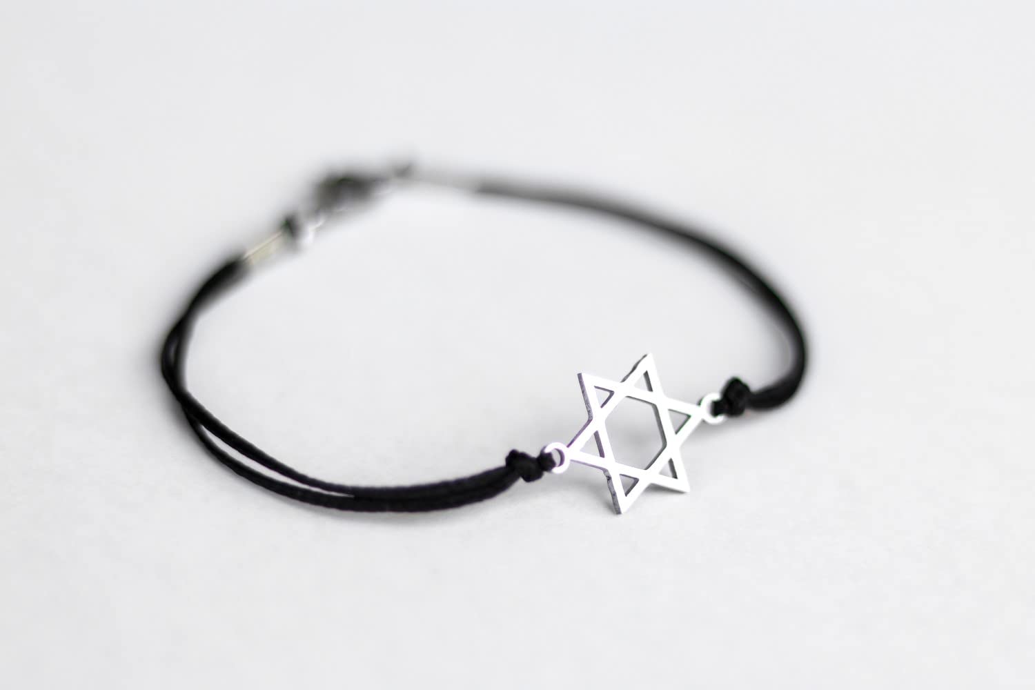 Star of David men’s bracelet, silver, gift for him, black bracelet for men, waterproof, Bar Mitzvah gift, Jewish, Hebrew Jewelry from Israel