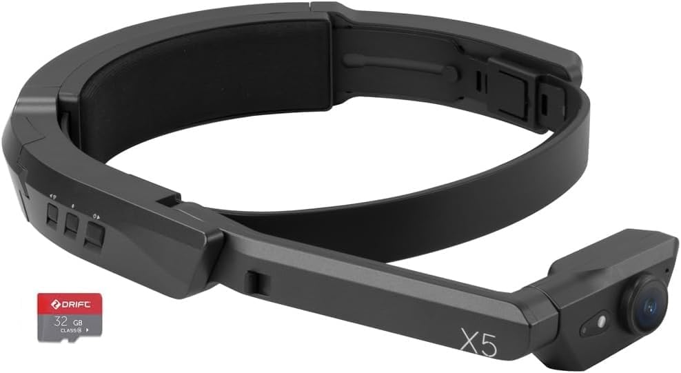 Videocámaras Drift X5, cámara impermeable 4K montada en la cabeza con EIS, batería de 6 horas de duración a 1080P y 4 horas de duración de la