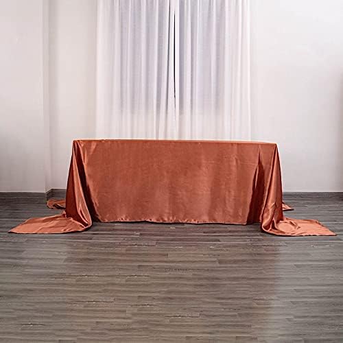 BalsaCircle Tablecloths Mantel rectangular de satén color terracota de 90 x 156 pulgadas, para mesa de boda, fiesta, recepción, eventos, cocina,