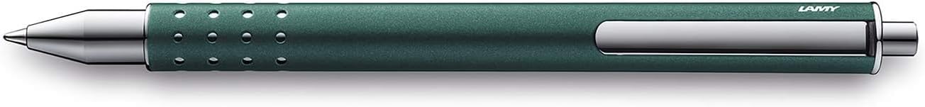 LAMY swift 335 – Bolígrafo roller en superficie de laca negro-verde con puntos de acero inoxidable y clip retráctil, con recambio de bolígrafo M 66
