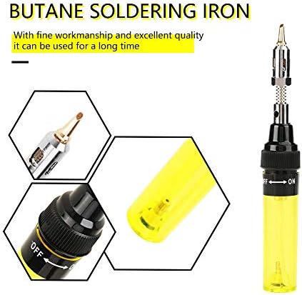 Pluma de soldadura de gas recargable inalámbrica Iso-Tip Pluma de gas butano para herramienta de reparación de PC electrónica 8ML ((amarillo))