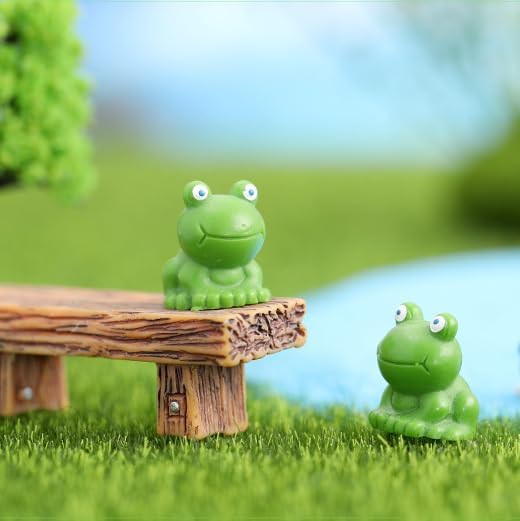 50 figuras de resina de mini ranas, figuras en miniatura de rana verde, figuras de micro ranas, pequeñas figuras de rana linda, modelo miniatura de