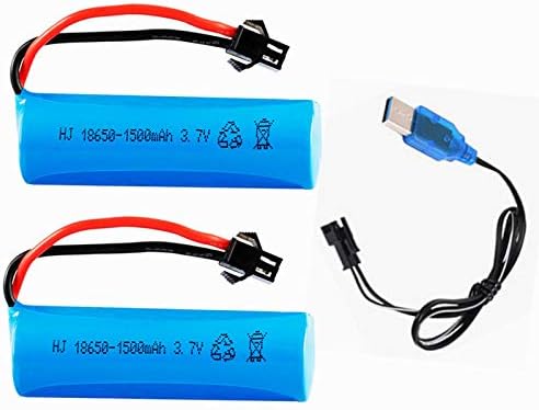 Batería de iones de litio de 3.7 V 1500 mAh con enchufe SM-2P para DE45 DE42 coche de control remoto 114 vehículo todoterreno 2 unidades con