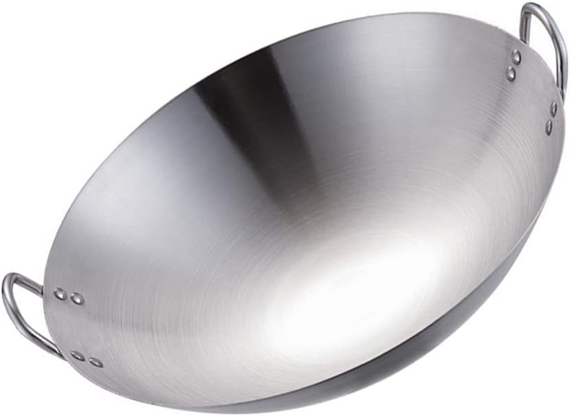 Cabilock Sartenes de acero inoxidable Wok para freír tradicional chino japonés woks inducción wok a prueba de arañazos con mango para todas las