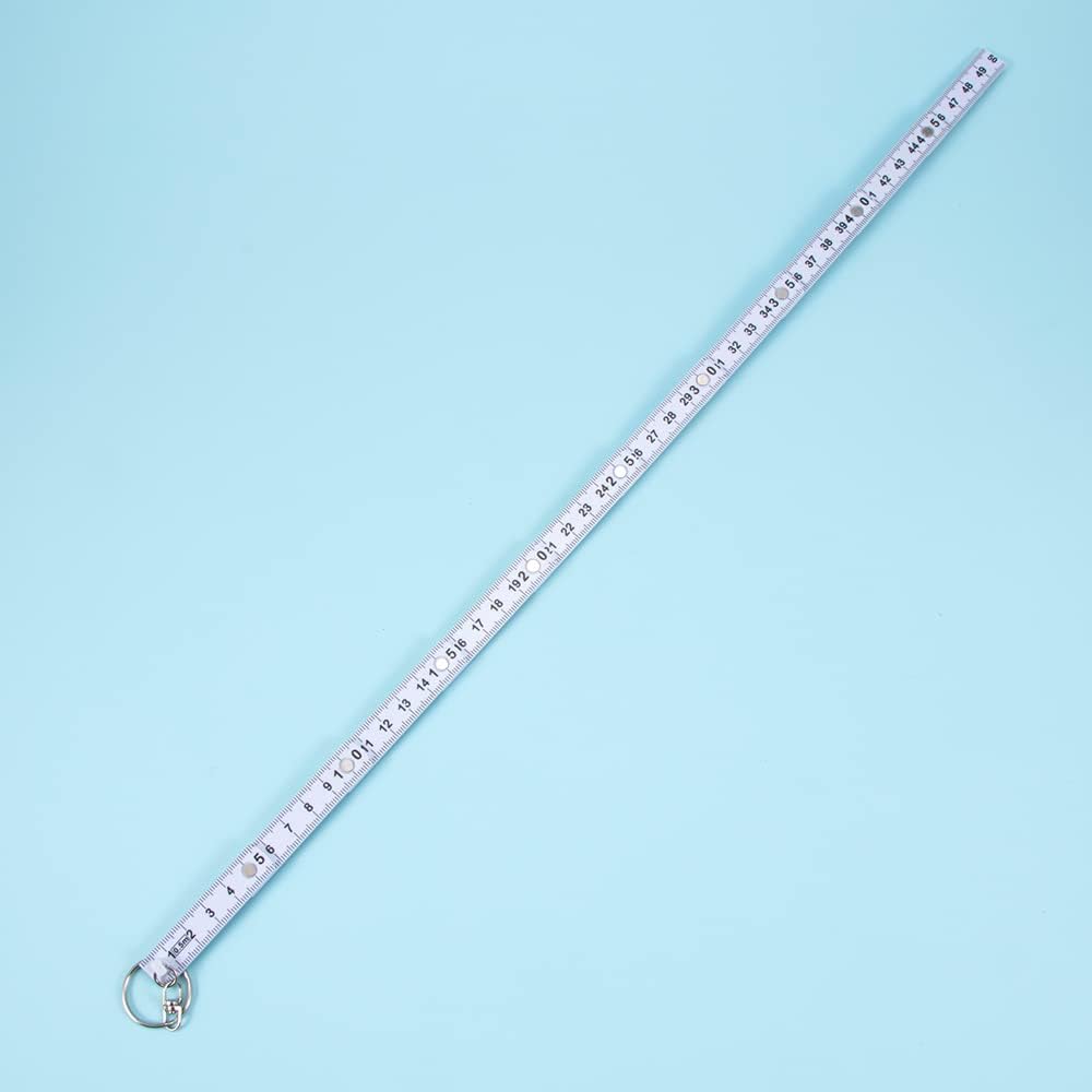 2 llaveros de regla plegables portátiles de 1.6 ft con herramienta de medición de llavero, medidor plegable, llaveros para mujeres y hombres, Blanco