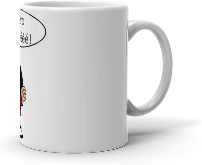 Taza de café de cerámica blanca Mafalda segura para el hogar, cumpleaños, boda, lavavajillas, microondas, fiesta, 15, 11 onzas, vacaciones, té