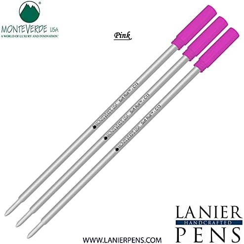 Lanier – Paquete combinado de 3 bolígrafos Monteverde Soft Roll C13, repuesto de tinta compatible con la mayoría de bolígrafos Cross, color rosa
