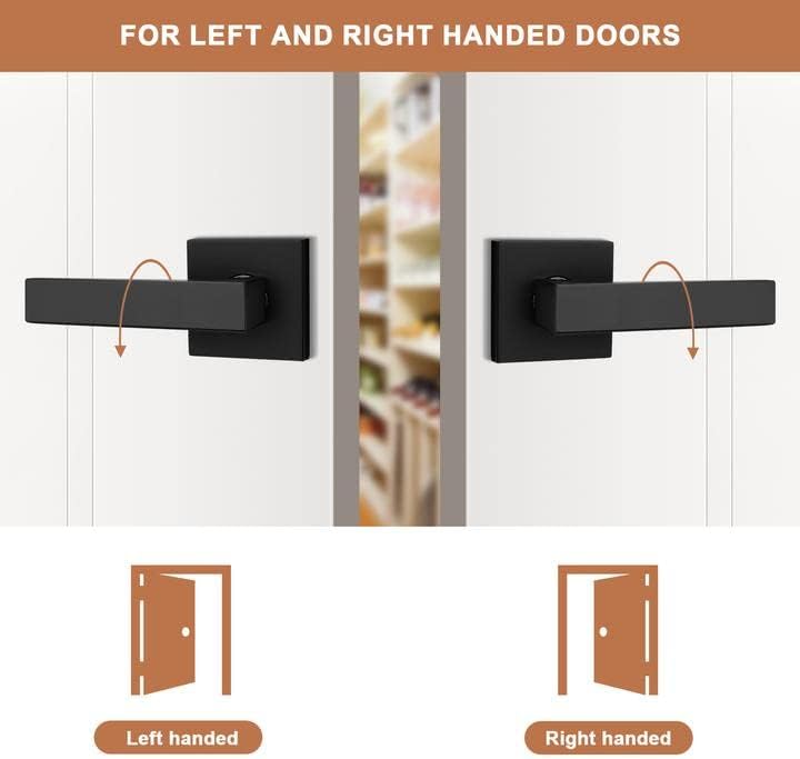 Probrico Paquete de 4 manijas cuadradas falsas para puerta interior que no giran, manijas de puerta de armario de un solo lado, color negro mate