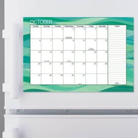 Calendario de escritorio con ondas de acuarela 2024-2025, tamaño de 11 x 16-14 pulgadas, calendarios grandes de calidad de librería de 24 meses para