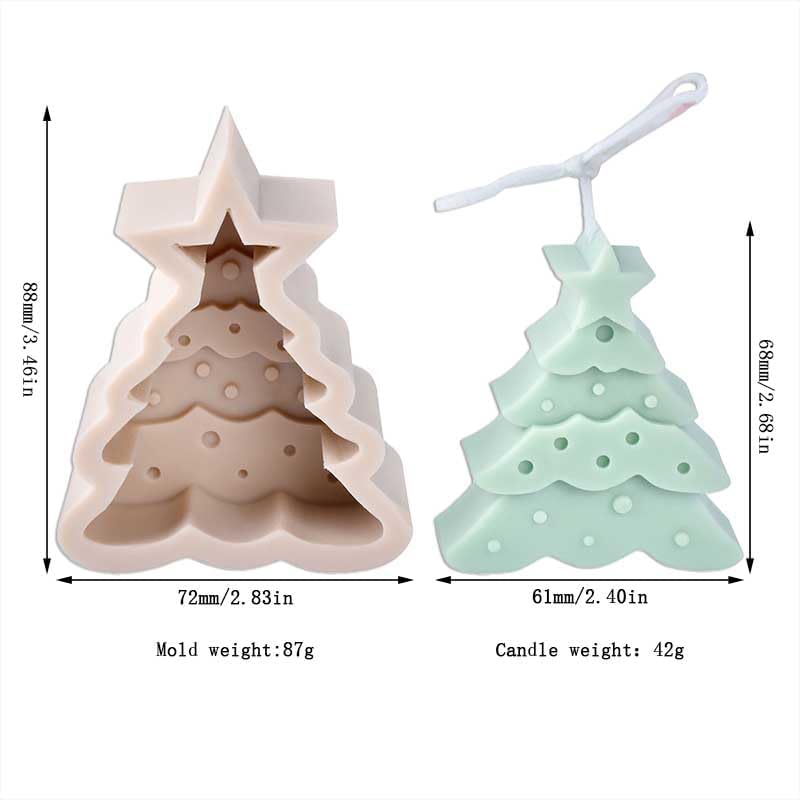 Tone Fun Moldes de silicona con forma de árbol de Navidad de estrella para hacer velas, resina, velas de aromaterapia, jabón de cera hecho a mano,