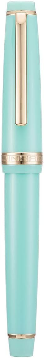 Jinhao 82 Pluma estilográfica de resina iridio extra fina y fina con convertidor, verde claro con clip dorado, 2 unidades
