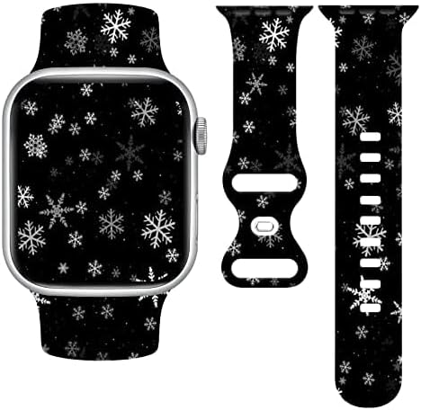 Correa de reloj de Navidad compatible con Apple Watch de 1.496 in 1.575 in 1.614 in 1.654 in 1.732 in 1.772 in 1.929 in, correa de silicona para