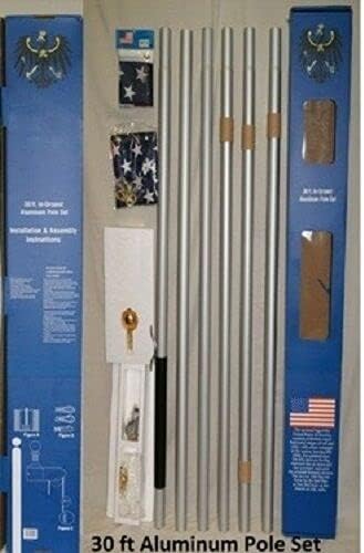 Kit de asta de bandera de aluminio 30 premium de 30 pies