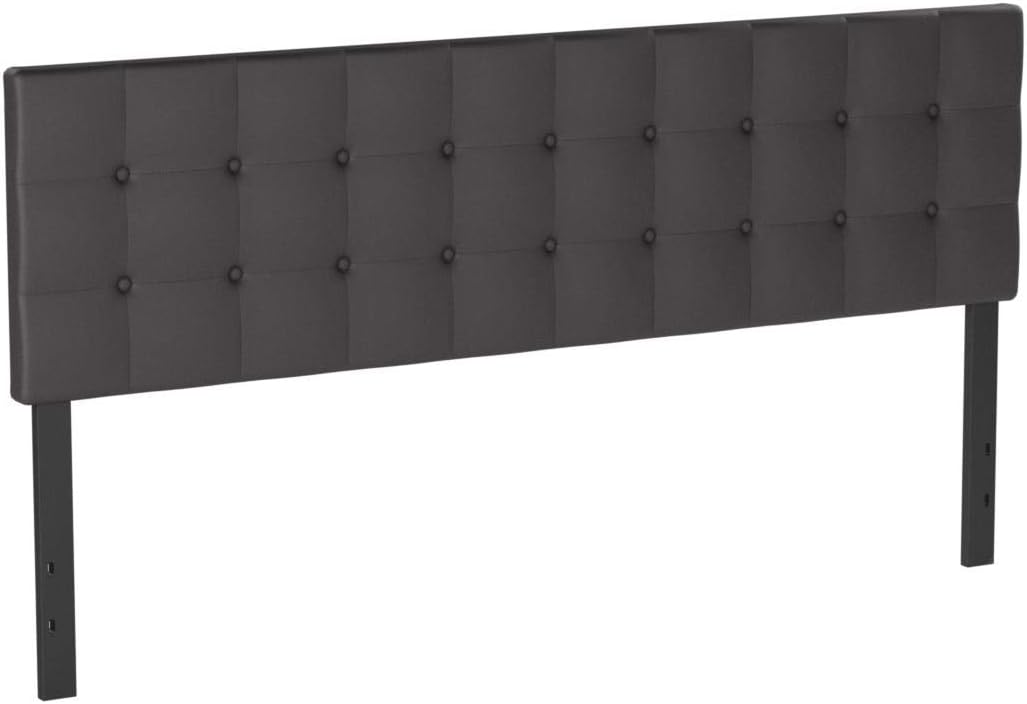 Flash Furniture Bedford – Cabecero de cama doble tapizado con ribete de uñas en tela beige