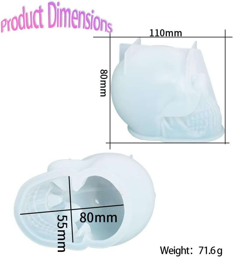 Molde de resina reutilizable de silicona para vela, cubo de hielo de fácil liberación, molde 3D grande para fiesta de Halloween, velas, mousse,