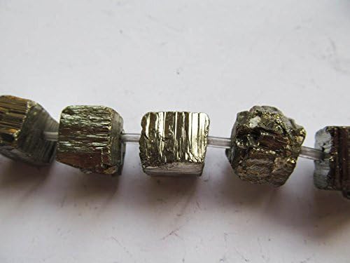 0.394-0.787in hilo completo genuino crudo pirita piedra pepitas grano libre hierro caja oro cuadrado cubo facetado pirita suelta cuentas