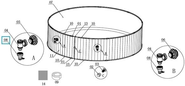 Paquete de 4 adaptadores de manguera de piscina, juegos de adaptadores de manguera de repuesto para piscinas sobre el suelo 2 adaptadores de