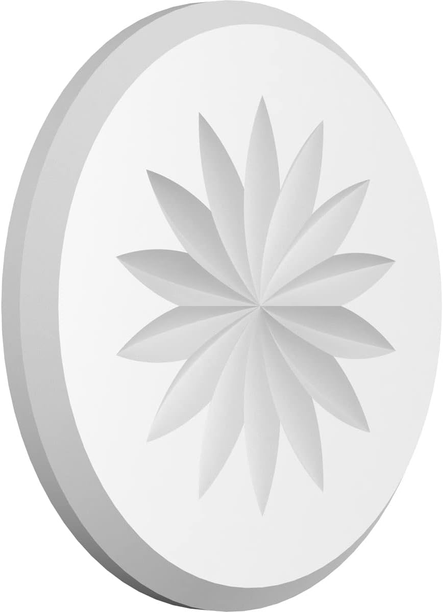Ekena Millwork ROSP060X060X050GRY10 Roseta estándar con borde biselado, 6 pulgadas de ancho x 6 pulgadas de alto x 12 pulgadas, PVC