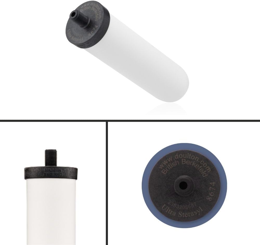 British Berkefeld Doulton – Vela de agua compatible con filtro Berkey de repuesto para sistemas de filtro de agua por gravedad BB9-2, paquete de 3