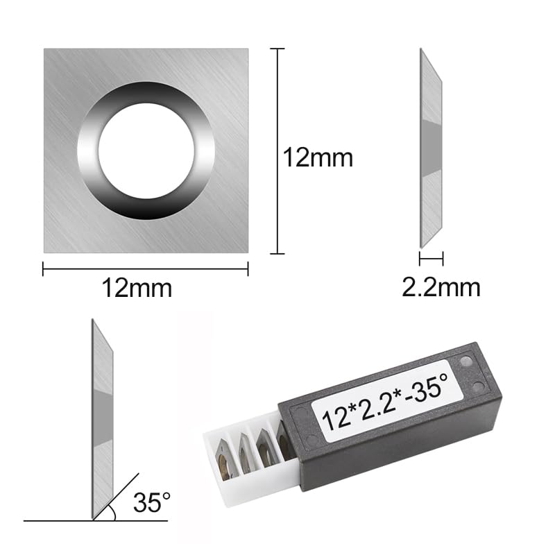 Insertos cuadrados de carburo de 0.472 in 0.472 x 0.472 x 0.087 in Torno de madera Herramientas de torneado para reemplazo CNC Spoilboard Surfacing