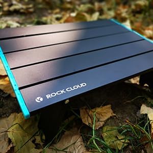 ROCK CLOUD Mesa de playa plegable y compacta ultraligera de dos alturas de aluminio ajustable Mini mesa de camping portátil (negro – grande)