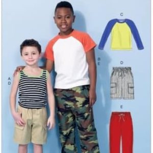 McCalls Niños Fácil de patrón de costura para 7379Raglan Sleeve & Tank Tops, pantalones cortos cargo & Pantalones McCalls Niños Fácil de patrón de costura para 7379Raglan Sleeve & Tank Tops, pantalones cortos cargo & Pantalones