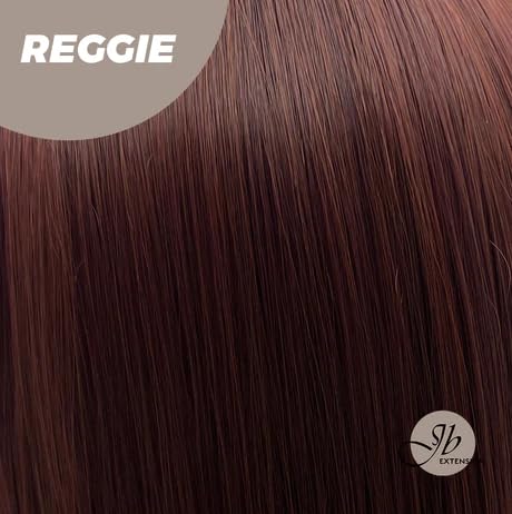 REGGIE – Peluca de color rojo oscuro con flequillo completo, lacio, natural, sin pegamento, pelucas rectas para mujeres, pelucas sintéticas