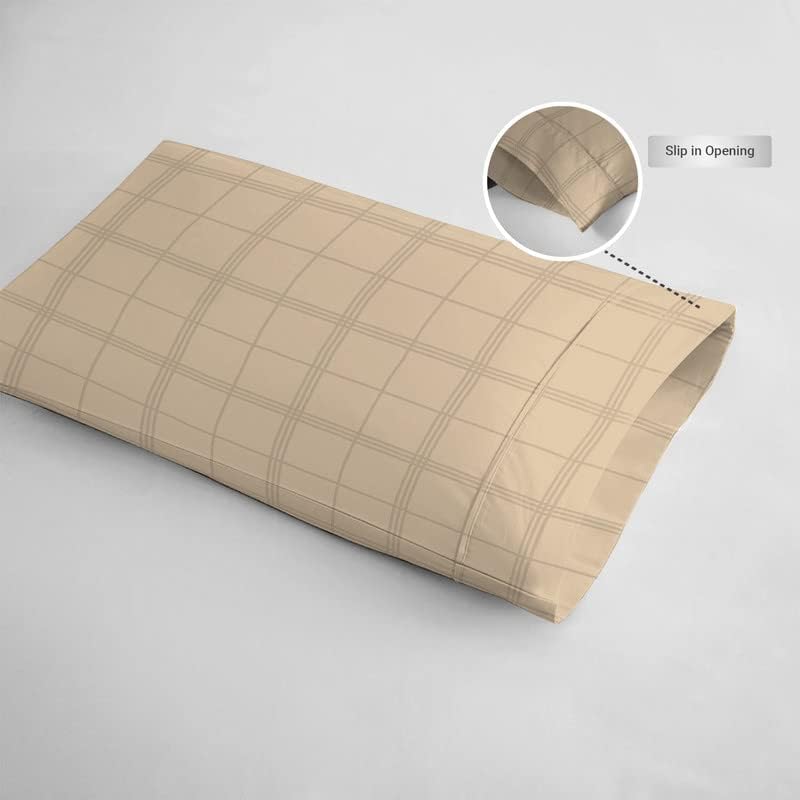 Pizuna Juego de 2 fundas de almohada 100 % algodón de fibra larga de damasco de algodón de fibra larga, tamaño estándar, con dobladillo de 4