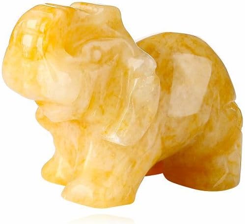 YATOJUZI Decoración de elefante de jade amarillo de 2 pulgadas, bonita piedra natural pulida tallada a mano, escultura grande, figuritas de estatua