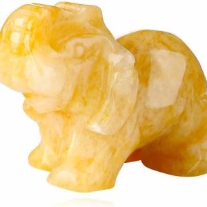 YATOJUZI Decoración de elefante de jade amarillo de 2 pulgadas, bonita piedra natural pulida tallada a mano, escultura grande, figuritas de estatua YATOJUZI Decoración de elefante de jade amarillo de 2 pulgadas, bonita piedra natural pulida tallada a mano, escultura grande, figuritas de estatua