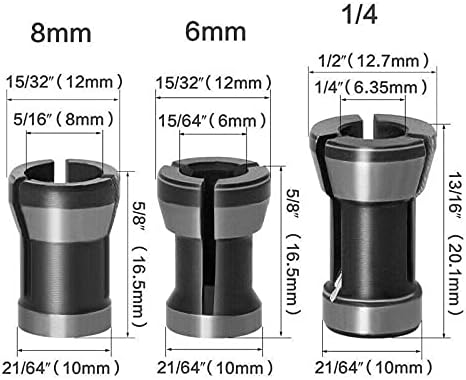 Juego de 3 piezas de portabrocas (0.236 in, 0.250 in, 0.315 in), 0.236 in, 0.250 in, 0.315 in, adaptador de cabezales de mandril para taladros,