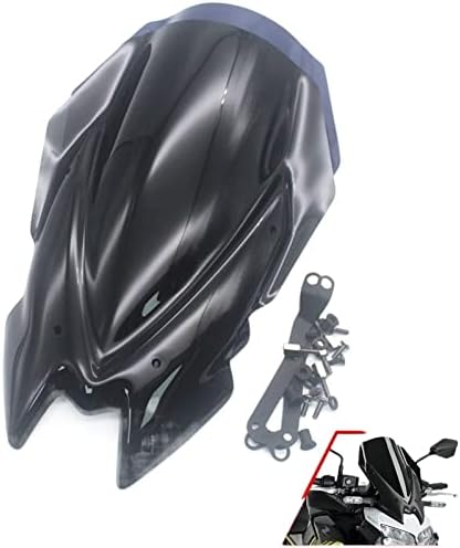 Motorcycle Windshield Motorcycle Touring WindScreen Viser Windshield Visor Fits Compatible with Kawasaki Z900 2020 2021 Double Bubble (Color  Black)
