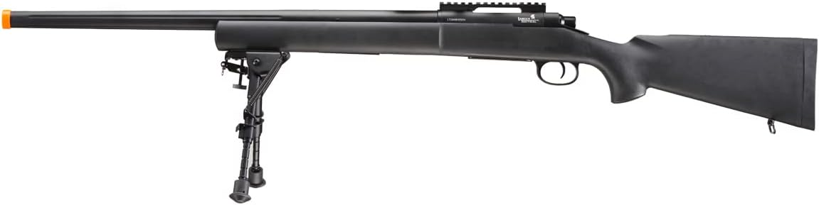 Lancer Tactical Airsoft M24 Bolt Action Sniper Airsoft Rifle con bípode (color negro)