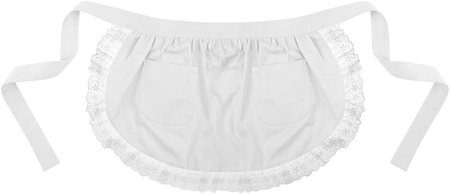 TopTie Delantal de cintura de algodón con bolsillos para mujer, medio delantal de encaje de cocina de Navidad para cocinar